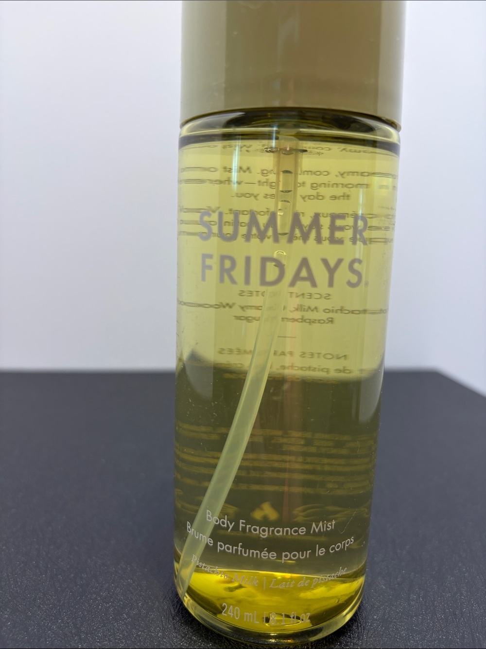 Summer Fridays Yellow Body Fragrance Mist Bottle pistachio milk